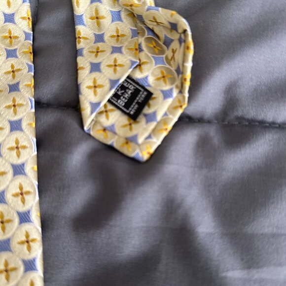 Ike Behar Yellow and Gray/Blue Patterned Men's Tie - Picture 5 of 7